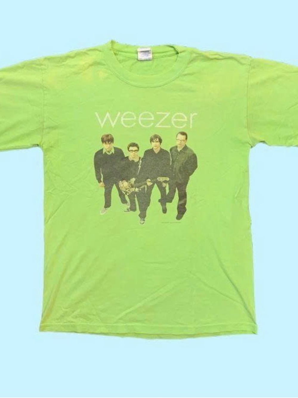 Gildan Weezer Band Tee in Lime Green